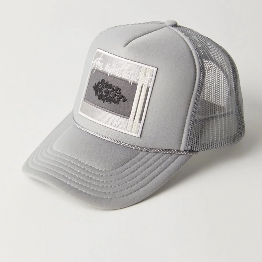 Free People Strike Out Tonal Trucker Hat in Grey NWT